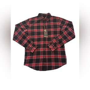 Hawke & Co Outfitter Black/Red Plaid Button Down Shirt 100% Cotton Small NEW
